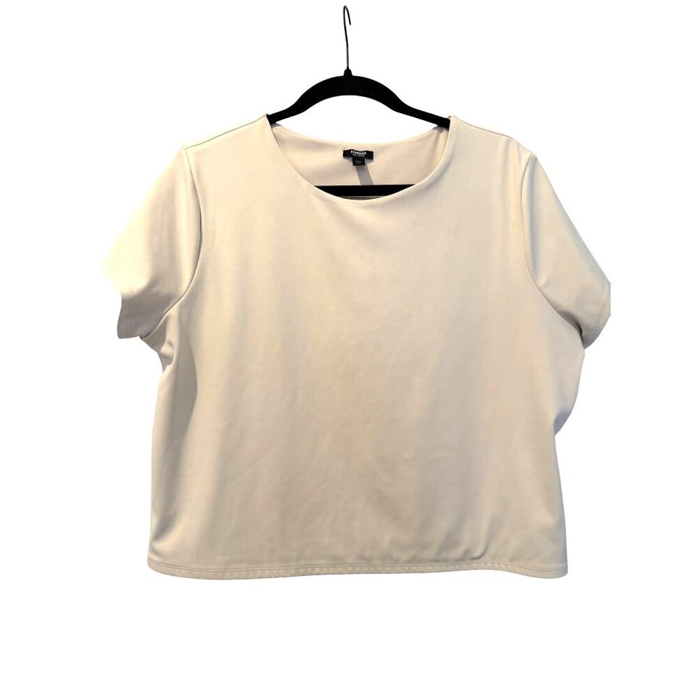 Express Body Contour Short Sleeve Cream Top Xl Polyester/Spandex Blend